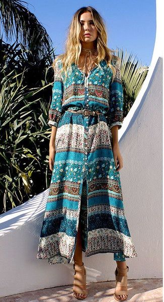 Boho Paisley Print Dress