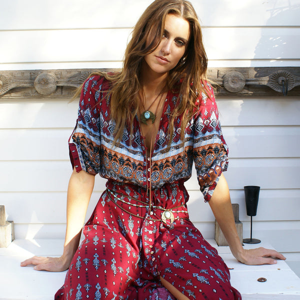 Boho Paisley Print Dress