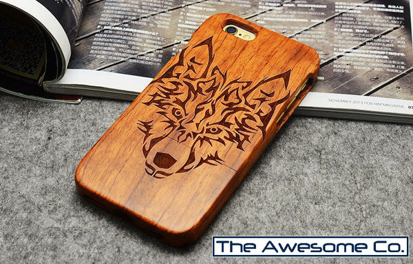 Fully Wooden Wolf Case (Samsung + Iphone)