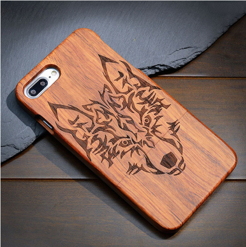 Fully Wooden Wolf Case (Samsung + Iphone)