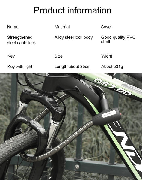 INBIKE Bicycle Lock Anti-theft Cable Lock 0.85m