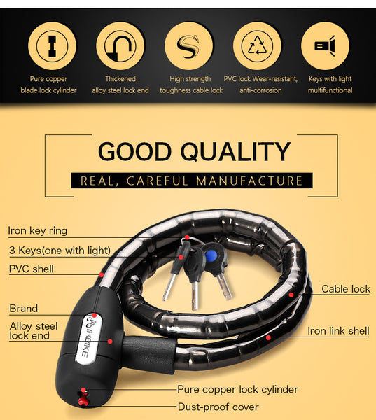 INBIKE Bicycle Lock Anti-theft Cable Lock 0.85m
