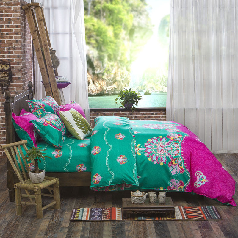 Assorted Bohemian Styled Bedding Set with Duvet Cover, Pillowcase and Flat Sheet (Free Shipping)