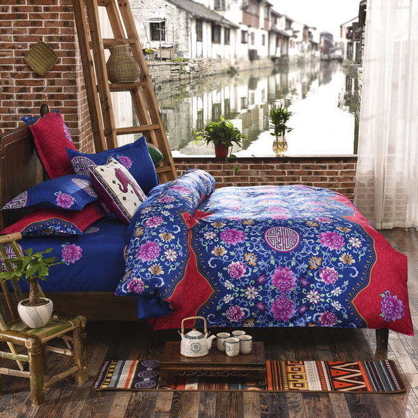 Assorted Bohemian Styled Bedding Set with Duvet Cover, Pillowcase and Flat Sheet (Free Shipping)