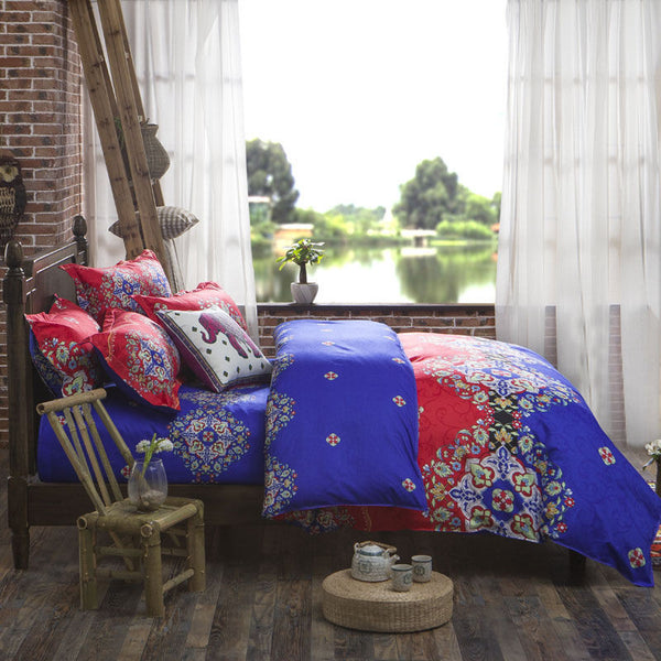 Assorted Bohemian Styled Bedding Set with Duvet Cover, Pillowcase and Flat Sheet (Free Shipping)