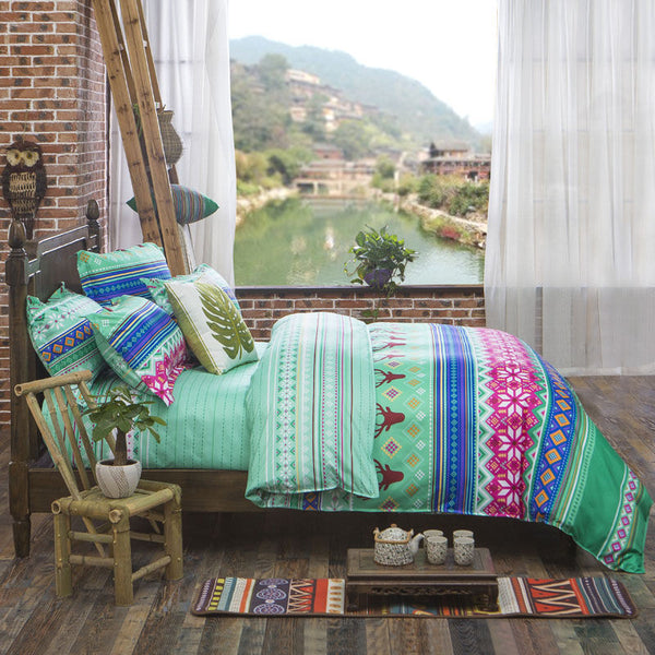 Assorted Bohemian Styled Bedding Set with Duvet Cover, Pillowcase and Flat Sheet (Free Shipping)
