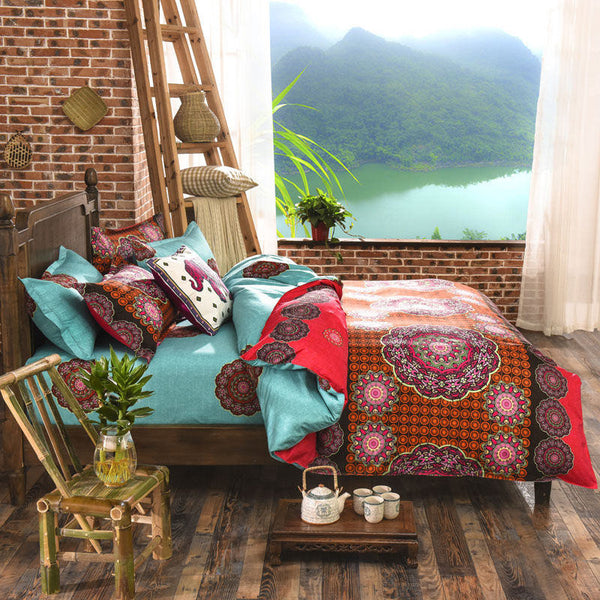 Assorted Bohemian Styled Bedding Set with Duvet Cover, Pillowcase and Flat Sheet (Free Shipping)
