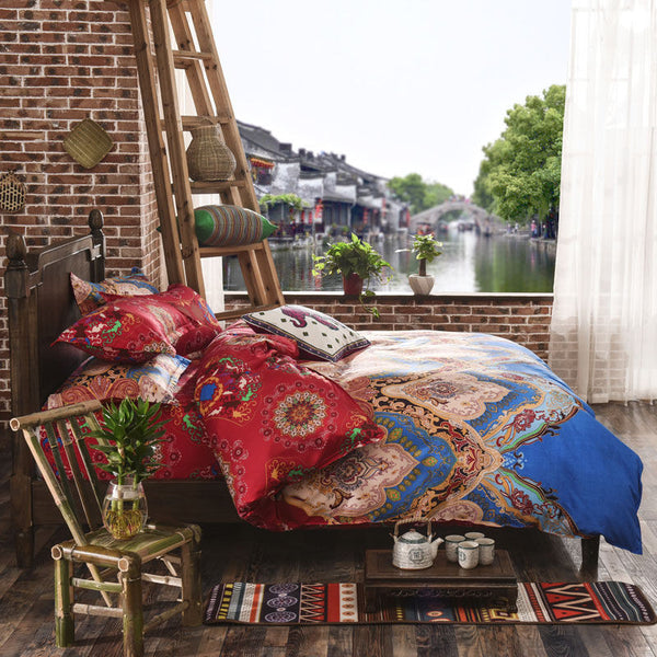 Assorted Bohemian Styled Bedding Set with Duvet Cover, Pillowcase and Flat Sheet (Free Shipping)