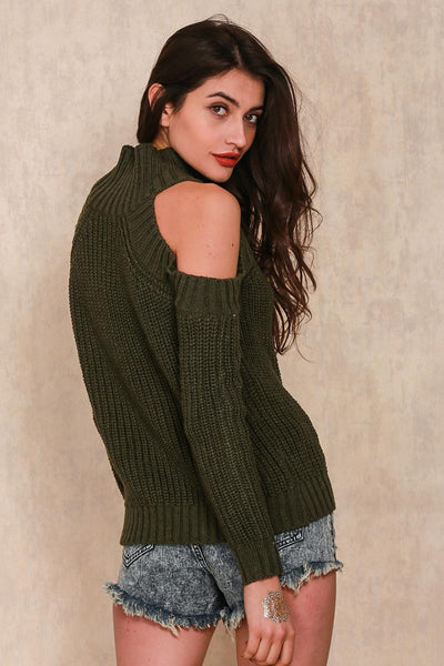 Off shoulder knitted sweater