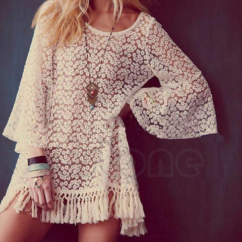 Vintage Lace Mini Dress Tops