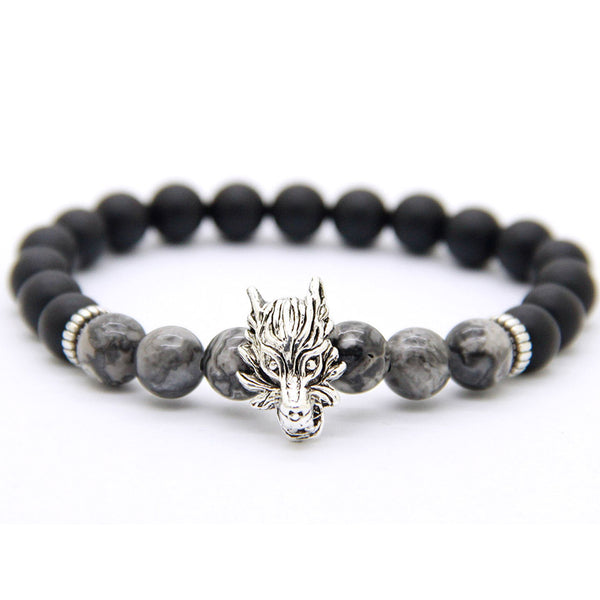 Matte Stone Wolf Bracelet