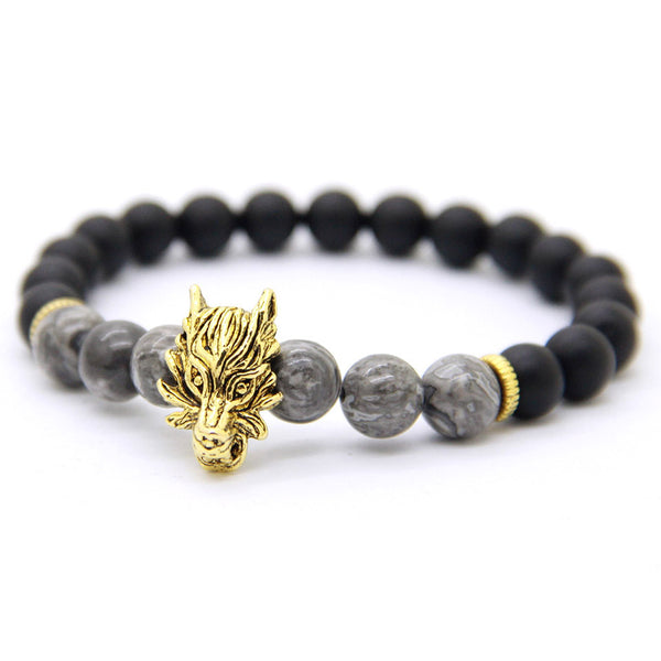 Matte Stone Wolf Bracelet