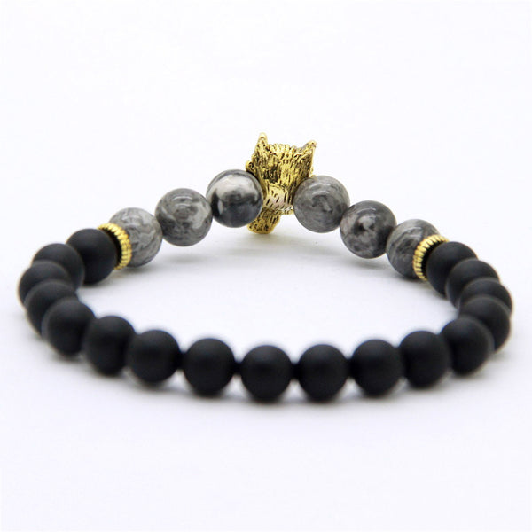 Matte Stone Wolf Bracelet