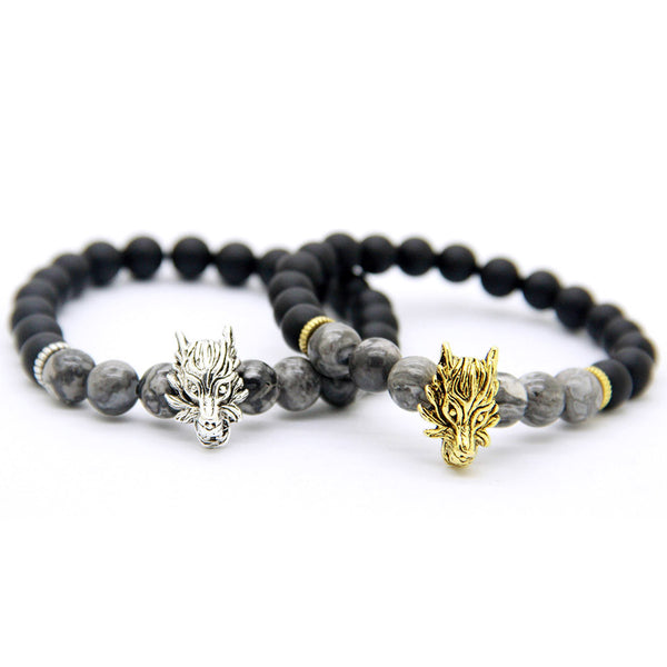 Matte Stone Wolf Bracelet
