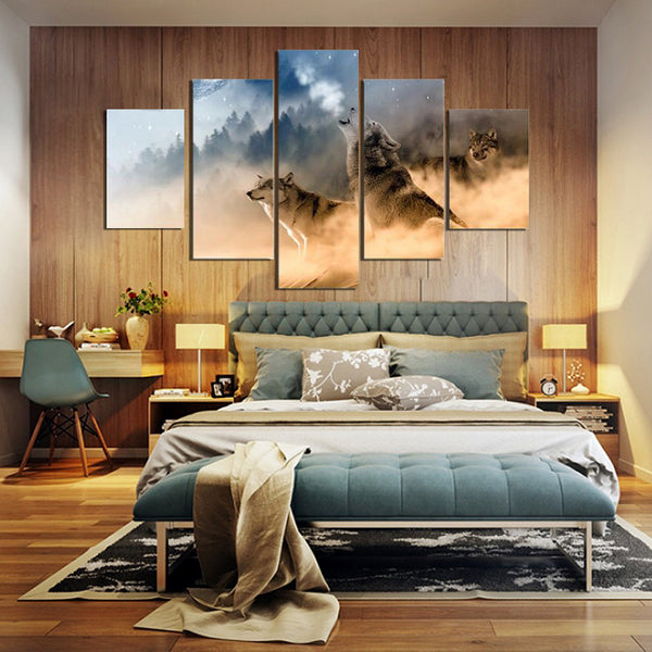 Three Wolves In The Mountain - Canvas