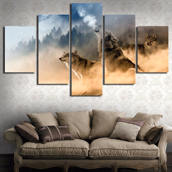 Three Wolves In The Mountain - Canvas
