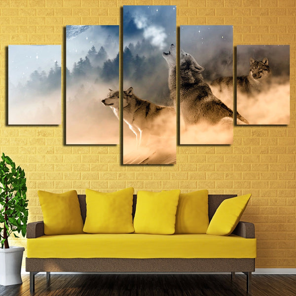 Three Wolves In The Mountain - Canvas