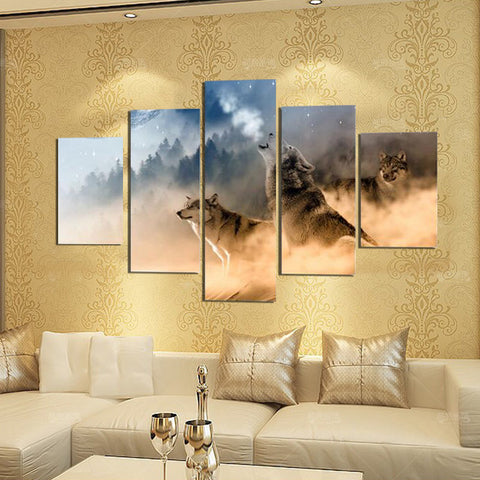Three Wolves In The Mountain - Canvas