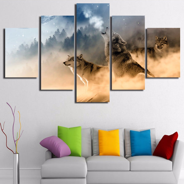Three Wolves In The Mountain - Canvas