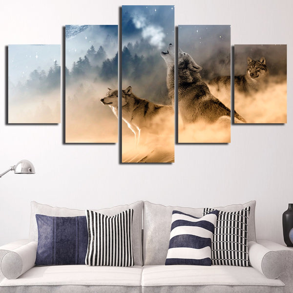 Three Wolves In The Mountain - Canvas