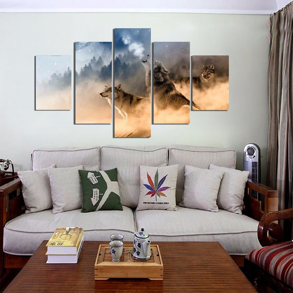 Three Wolves In The Mountain - Canvas