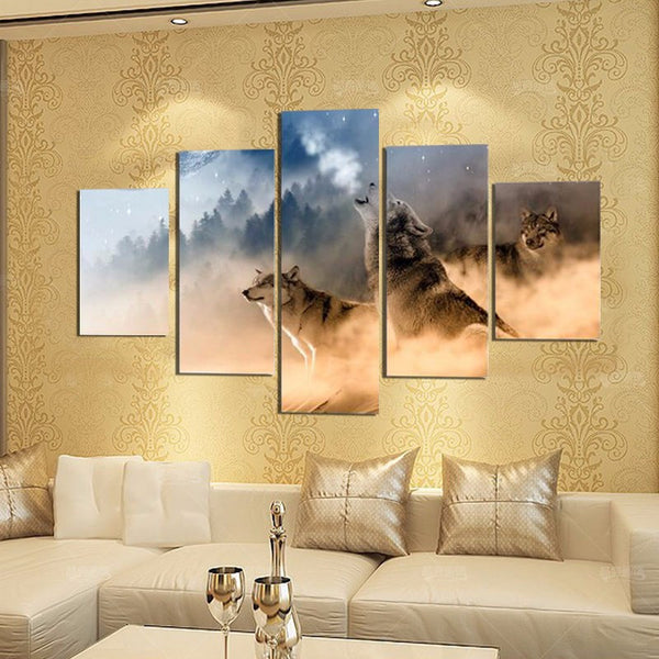 Three Wolves In The Mountain - Canvas