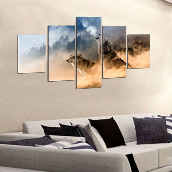 Three Wolves In The Mountain - Canvas