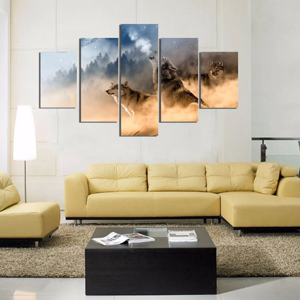 Three Wolves In The Mountain - Canvas