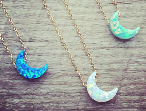 Moon Shape Gem Necklace