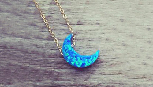 Moon Shape Gem Necklace