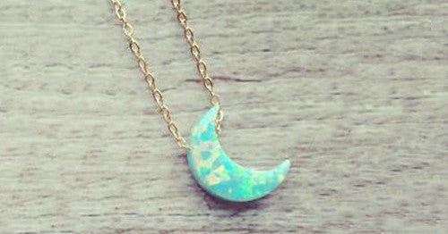 Moon Shape Gem Necklace