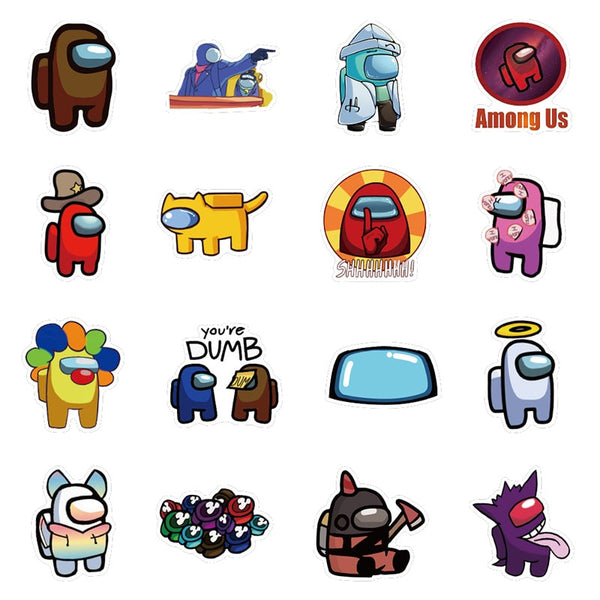Among Us Stickers (For Skateboard, Fridge, Guitar, Laptop, Motorcycle, Travel Luggage)