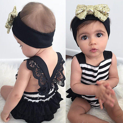 Striped  Lace Jumpsuit set (Free Shipping)