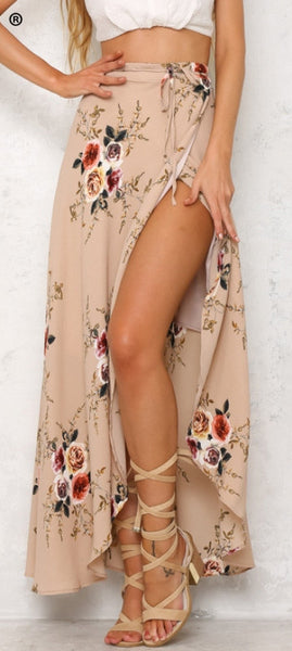 Vintage floral print long skirt