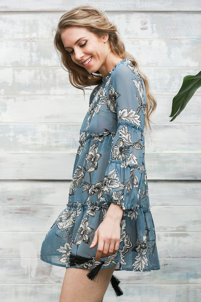 Boho floral Print Tassel  Dress (Free shipping)