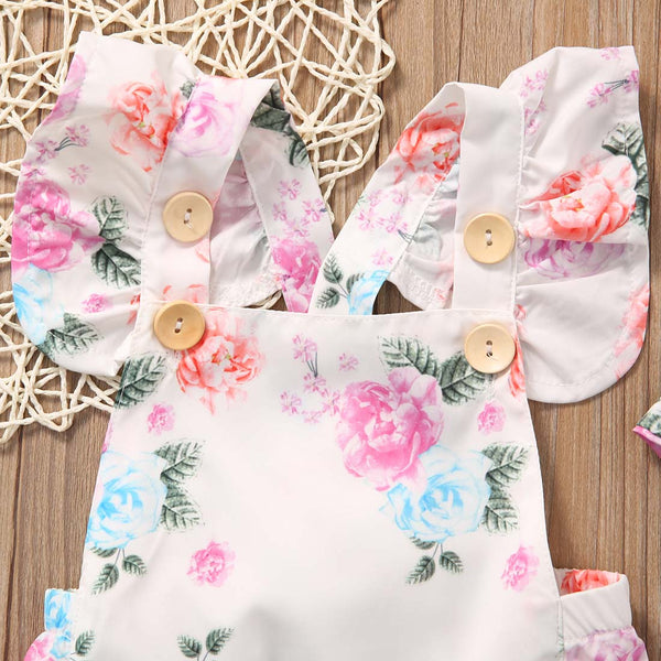 Floral Baby Girls Romper (Sun suit+Headband)