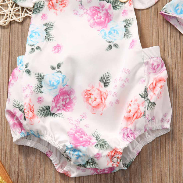 Floral Baby Girls Romper (Sun suit+Headband)