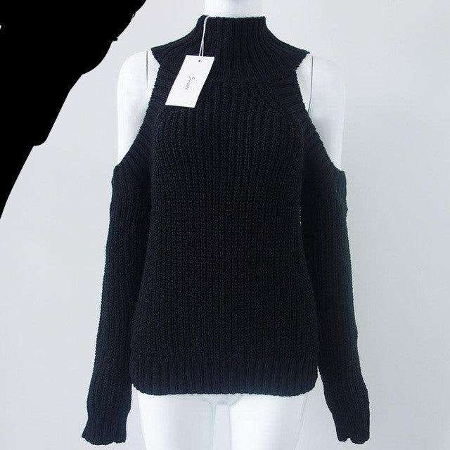 Off shoulder knitted sweater