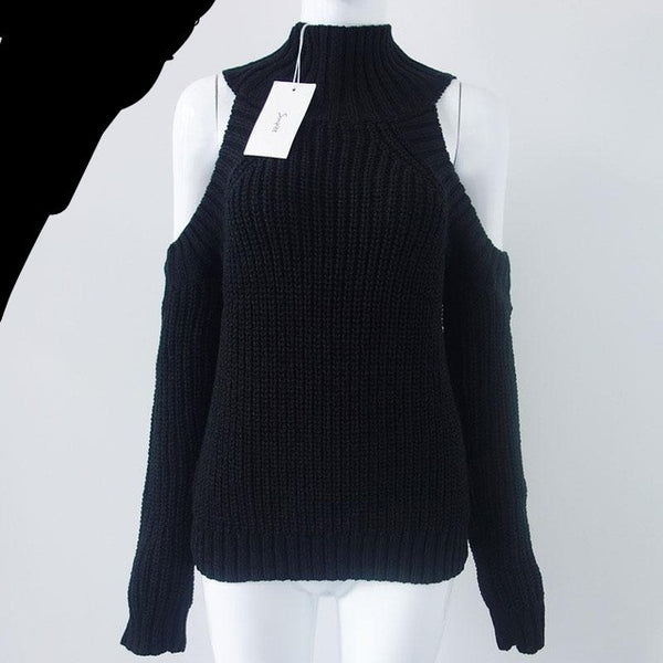 Off shoulder knitted sweater
