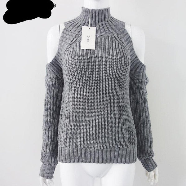 Off shoulder knitted sweater