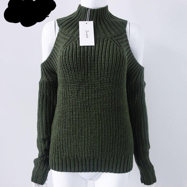 Off shoulder knitted sweater