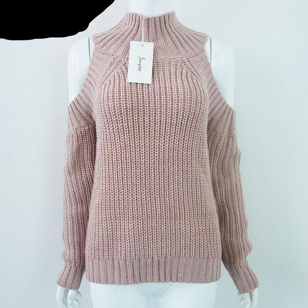 Off shoulder knitted sweater
