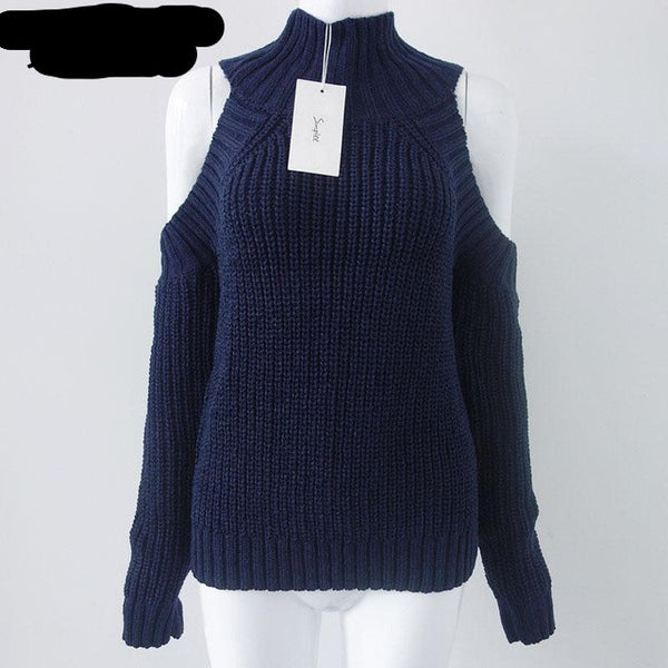 Off shoulder knitted sweater