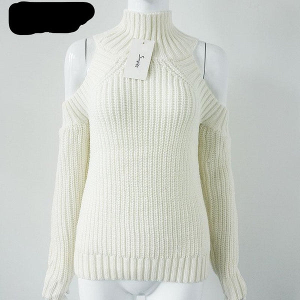 Off shoulder knitted sweater