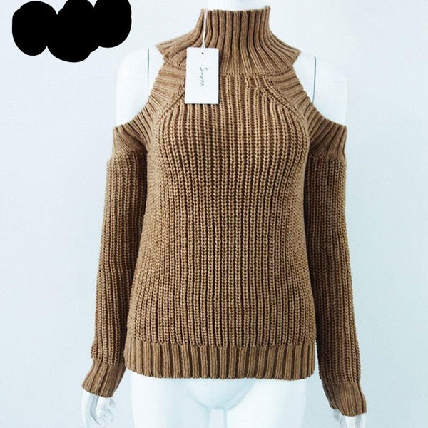 Off shoulder knitted sweater