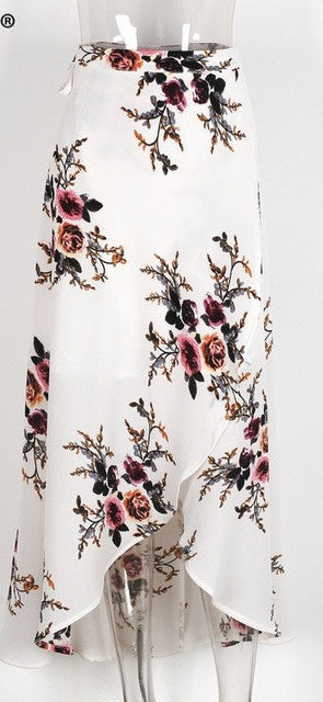 Vintage floral print long skirt
