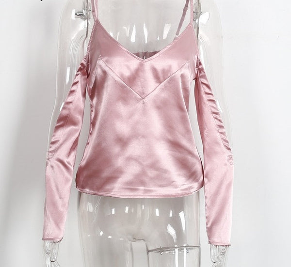 Sleeve Camisole Satin Tank tops