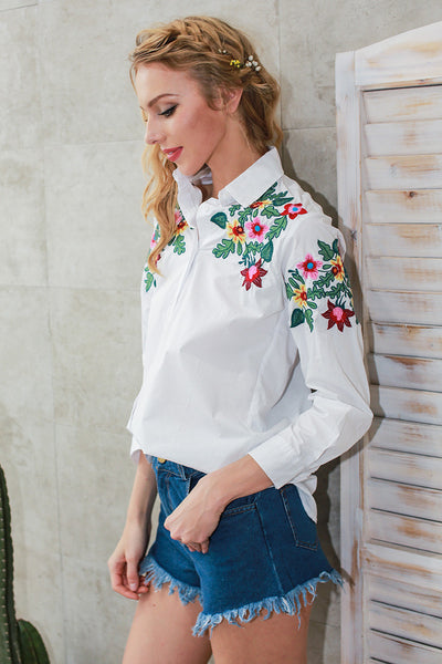 White flower blouse shirt