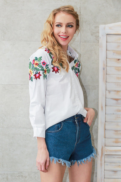 White flower blouse shirt
