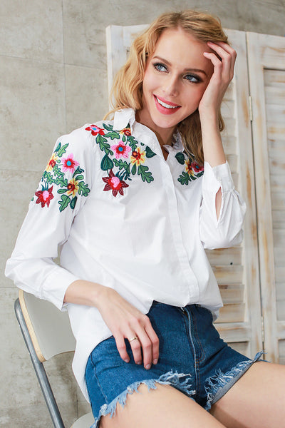 White flower blouse shirt